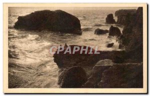 Old Postcard La Corniche Vendee Zion on Ocean rock breakthrough of an evening...