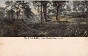 Osage Iowa Sugar Creek Side Bridge Scenic View Antique Postcard K25271