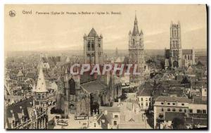 Postcard Old Ghent Panorama Church of St. Nicolas the Belfry and St Bavo & # ...