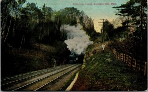 Vtg 1910 State Line Tunnel Berkshire Hills Steam Locomotive Railroad MA Postcard