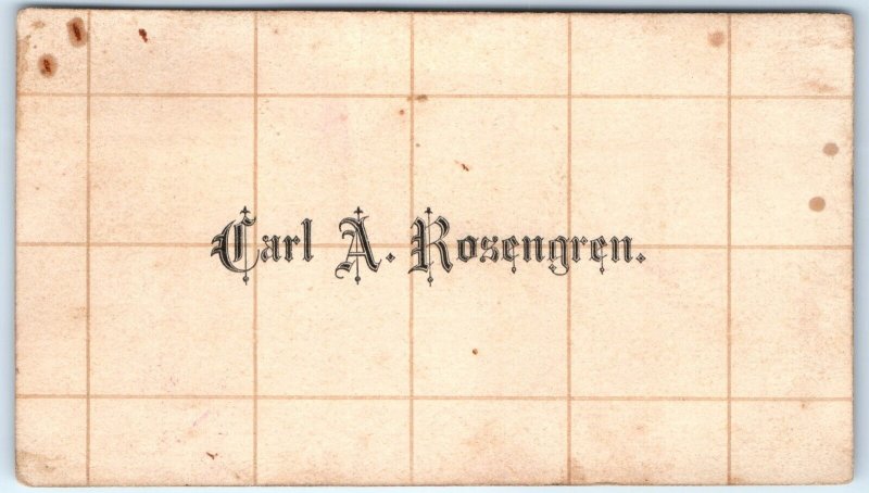 c1880s Carl Rosengren Name Calling Trade Card Simple Tiling Visiting Type C1