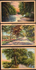 Lot of 3 West Virginia WAYNE Greetings from Scenic - LINEN