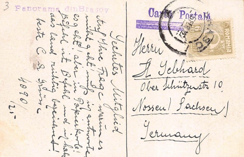 Romania 1927 Brasov General View vintage postcard