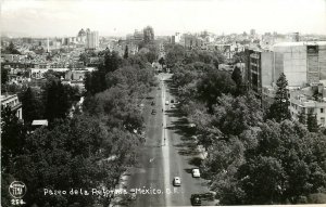 RPPC Postcard Air View Paseo de la Reforma Mexico City Mexico D.F., Fema 256