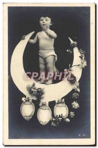 Old Postcard Fun Children Moon