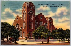 Vtg St Petersburg Florida FL First Avenue Methodist Church 1940s View Postcard