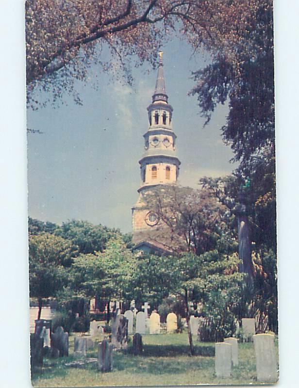 Unused Pre-1980 CHURCH SCENE Charleston South Carolina SC A7328