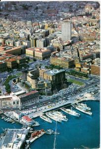 Naples Italy Town Hall Square & Angevin donjon used postcard