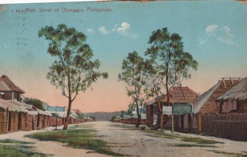 MAIN STREET OF OLONGAPO PHILIPPINES POSTCARD 1912
