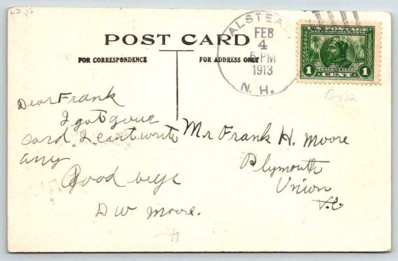 Alstead  New Hampshire   Flag  Postcard  1913