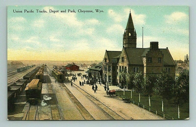 Union Pacific Train Tracks Depot Railroad Railway Vintage Postcard