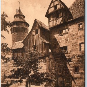 c1910s Nurnberg, Germany Burghof Castle Courtyard Timber Frame Houses Tower A344
