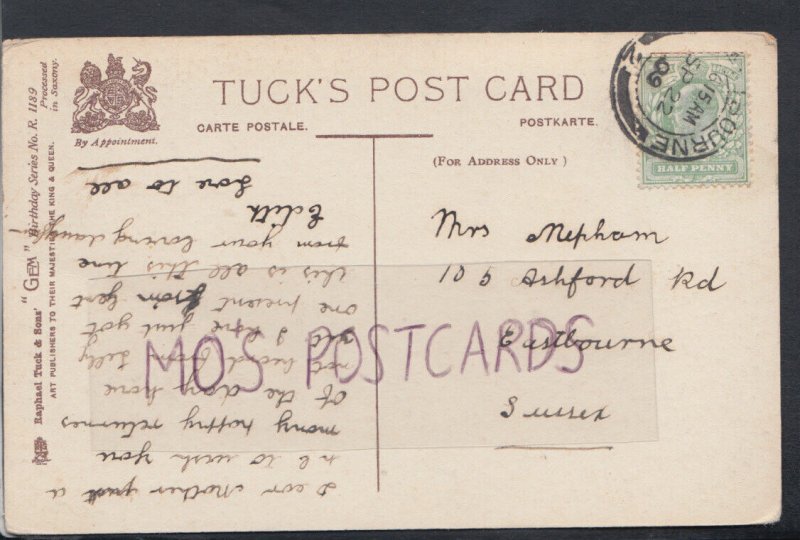 Family History Postcard - Mepham - 105 Ashford Road, Eastbourne, Sussex  RF3498