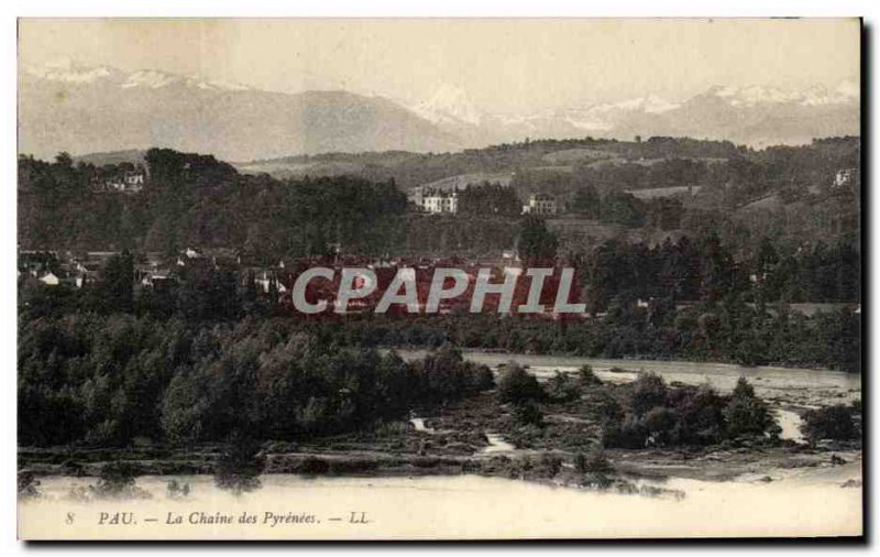 Old Postcard Pau La Chaine des Pyrenees