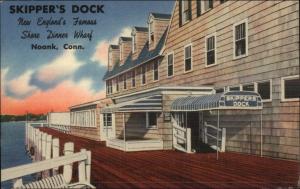Noank CT Skipper's Dock Colorful Linen Postcard