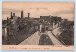 San Gimignano Tuscany Italy Postcard Panorama With The Gate Of San Matteo c1905