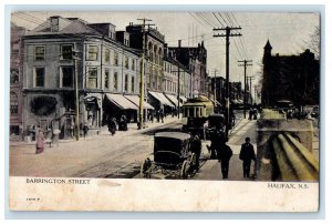 c1910 Trolley Car, Business District Halifax Nova Scotia Canada Antique Postcard 