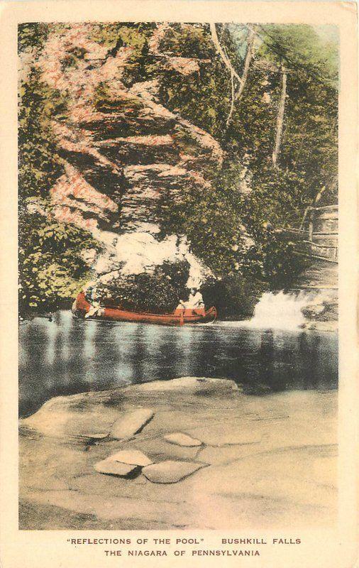 Bushkill Falls Pennsylvania 1920s Reflection Pool Niagara hand colored 517