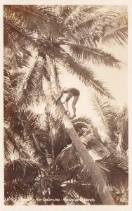 Hawaii Native Climbing For Coconuts Real Photo