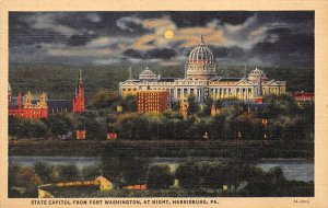 State Capitol at night Harrisburg, Pennsylvania PA Postcard