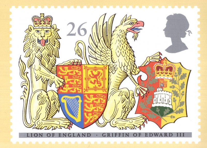 Griffin Of Edward III Lion Of England Shield Heraldry FDC Postcard