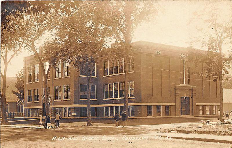 Randolph VT High and Graded School in 1913 RPPC Postcard