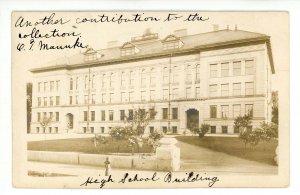 NH - Manchester. High School Building ca 1906     RPPC