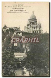 Old Postcard Paris The Sacre Coeur and Montmartre Funicular