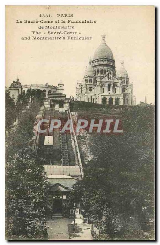 Old Postcard Paris The Sacre Coeur and Montmartre Funicular