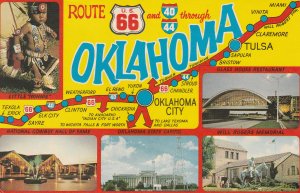 10884 Postcard Map, Route 66 Through Oklahoma