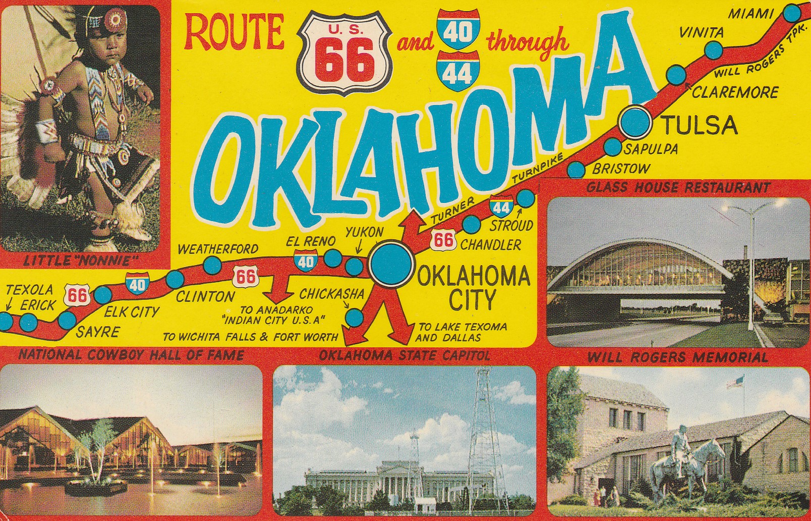 10884 Postcard Map Route 66 Through Oklahoma United States   E7b0bccc5f8f77d5b7d3cec64b24f167 