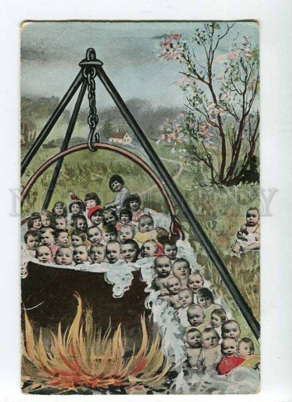 264942 MULTI-BABIES in One Cauldron on Fire Vintage COLLAGE PC