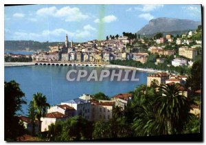 Postcard Moderne Menton seen garavan