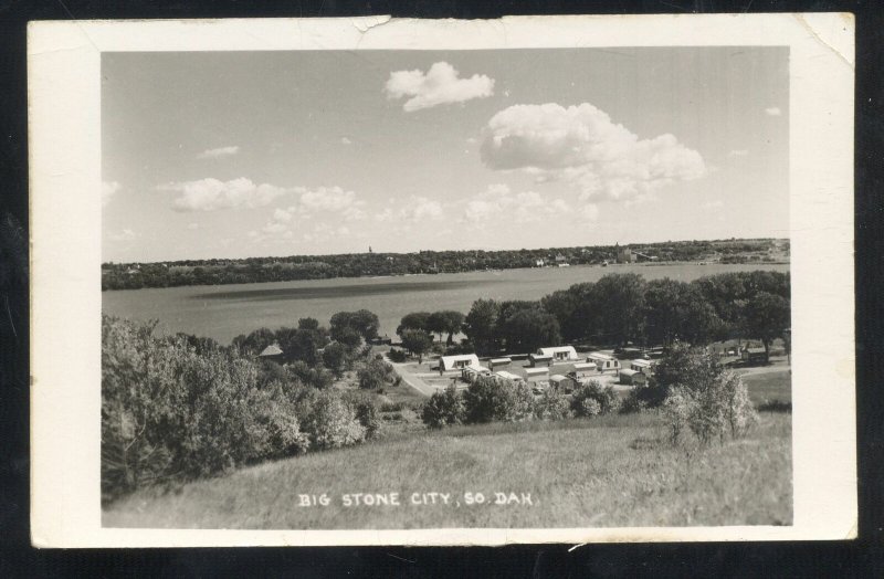 RPPC BIG STONE CITY SOUTH DAKOTA SD BIRDSEYE VIEW VINTAGE REAL PHOTO POSTCARD