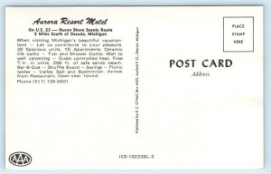 OSCODA, Michigan MI ~ Roadside AURORA RESORT MOTEL 1970s Iosco County  Postcard