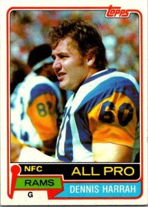 1981 Topps Football Card Dennis Harrah Los Angeles Rams sk10416