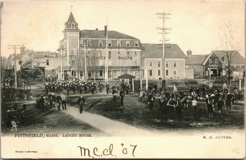 Vtg Pittsfield Maine ME Lancey House Hotel Parade Band 1906 Tuck Postcard