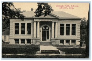 c1910 Exterior View Carnegie Public Library Building Jefferson Iowa IA Postcard