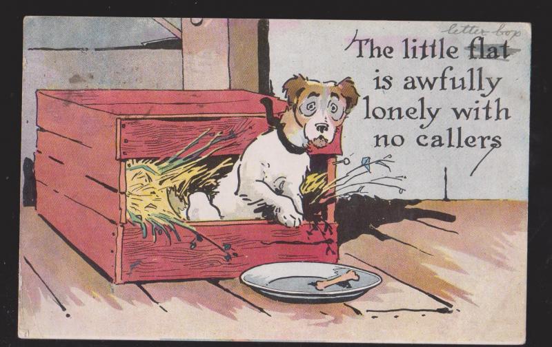 Comic Postcard - Lonely With No Callers - Dog In Box - Used 1916