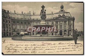 Postcard Old Bordeaux Stock Exchange and the Fountain of the Three Graces