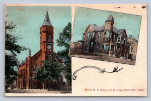 J87/ Ironton Ohio Postcard c1910 Wesley M.E. Church Parsonage 2View 1445