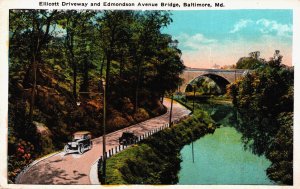 USA Maryland Baltimore Ellicott Driveway, Edmondson Avenue Vintage Postcard C226