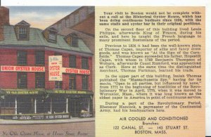 America Postcard - Ye Olde Oyster House, 41 Union Street, Boston, Mass - 5734A