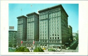 The St Francis Union Square Old Cars Trolley San Francisco California Postcard