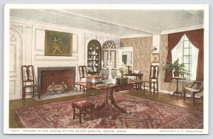 Salem Massachusetts~House of 7 Gables Interior~Parlor~c1910 Detroit Pub Postcard