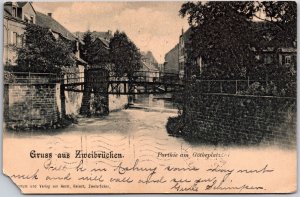 1905 Gruss Aus Zweibrucken Parthie Am Gotheplatz Germany Posted Postcard