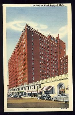 Vintage Portland, Maine/ME Postcard, The Eastland Hotel, Old Cars, 1940's?