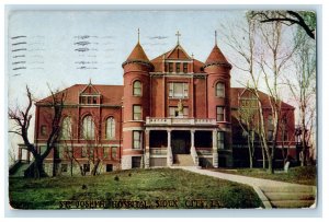 1912 St. Joseph Hospital Sioux City Iowa IA Posted Antique Postcard