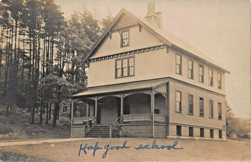 SUBSTANTIAL 4 STORY BUILDING-NOTED AS HOP GOOD SCHOOL 1910s REAL PHOTO POSTCARD