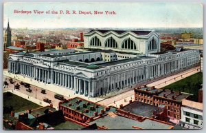 Vtg New York City NY Pennsylvania Railroad Depot Birdseye View 1910s Postcard